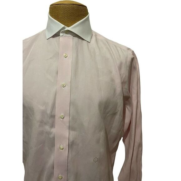 INDIVIDUALIZED SHIRTS Dress Shirt Pink White Contrast Collar Spread Size 16 - Picture 2 of 12
